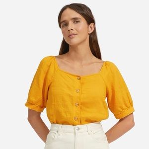 Everlane The Linen Puff-Sleeve Top